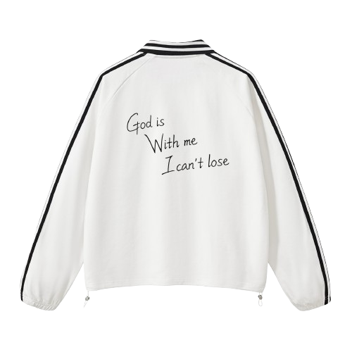 Contrast Striped Lapel Collar Sweatshirt