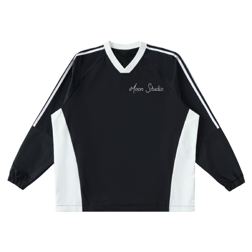 Color-Block V-Neck Long-Sleeve T-Shirt