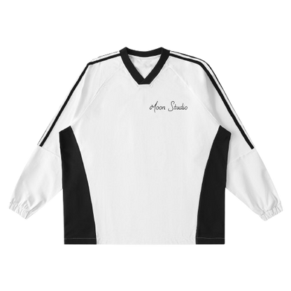 Color-Block V-Neck Long-Sleeve T-Shirt